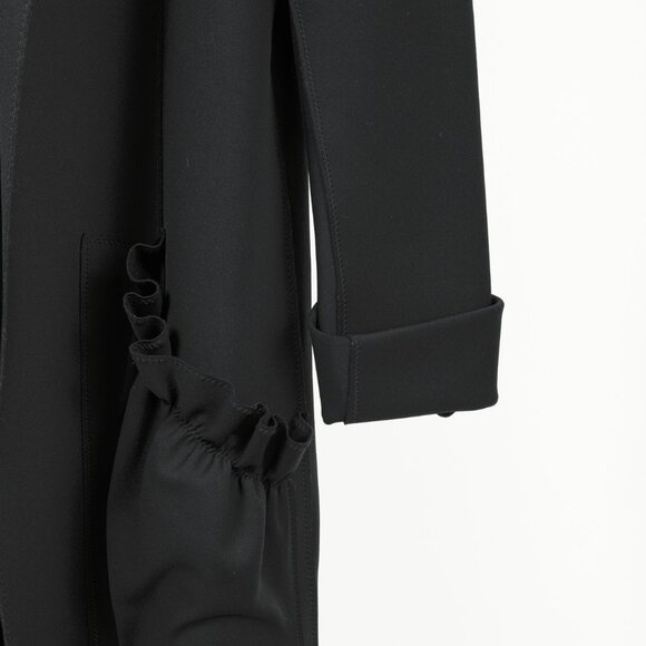 Marie Saint Pierre Black Neoprene Open-Front Ruffle-Pocket Coat - Picture 5 of 9